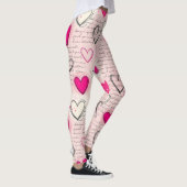 Modern Hartpatroon met Script Achtergrond (11) Leggings (Rechts)
