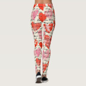 Modern Hartpatroon met Script Achtergrond (12) Leggings (Achterkant)