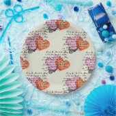 Modern Hartpatroon met Script Achtergrond (12) Papieren Bordje (Feest)