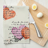 Modern Hartpatroon met Script Achtergrond (12) Theedoek (Quarter Fold)