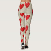Modern Hartpatroon met Script Achtergrond (13) Leggings (Achterkant)