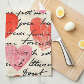 Modern Hartpatroon met Script Achtergrond (13) Theedoek (Quarter Fold)
