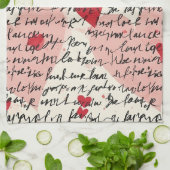 Modern Hartpatroon met Script Achtergrond (14) Theedoek (Gevouwen)