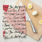 Modern Hartpatroon met Script Achtergrond (14) Theedoek (Quarter Fold)