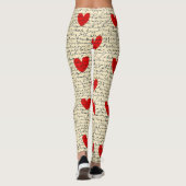 Modern Hartpatroon met Script Achtergrond (15) Leggings (Achterkant)