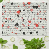 Modern Hartpatroon met Script Achtergrond (16) Theedoek (Gevouwen)