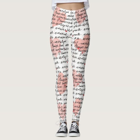 Modern Hartpatroon met Script Achtergrond (17) Leggings (Voorkant)