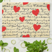 Modern Hartpatroon met Script Achtergrond (17) Theedoek (Gevouwen)