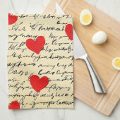 Modern Hartpatroon met Script Achtergrond (17) Theedoek (Quarter Fold)