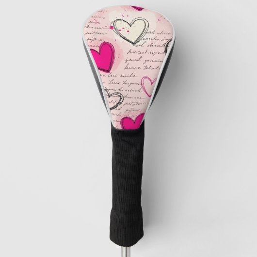Modern Hartpatroon met Script Achtergrond (18) Golfheadcover (Voorkant)