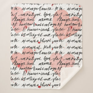 Modern Hartpatroon met Script Achtergrond (19) Sherpa Deken