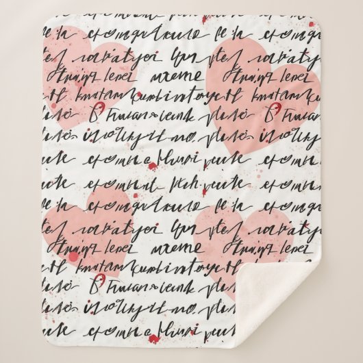 Modern Hartpatroon met Script Achtergrond (19) Sherpa Deken (Voorkant)