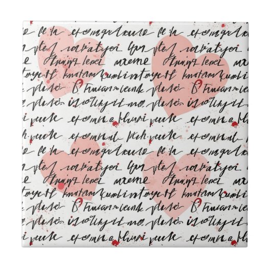 Modern Hartpatroon met Script Achtergrond (19) Tegeltje (Voorkant)