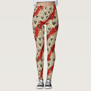 Modern hartpatroon met script achtergrond (1) leggings
