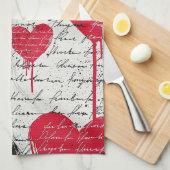 Modern Hartpatroon met Script Achtergrond (1) Theedoek (Quarter Fold)