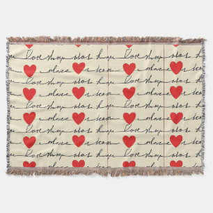 Modern Hartpatroon met Script Achtergrond (20) Deken