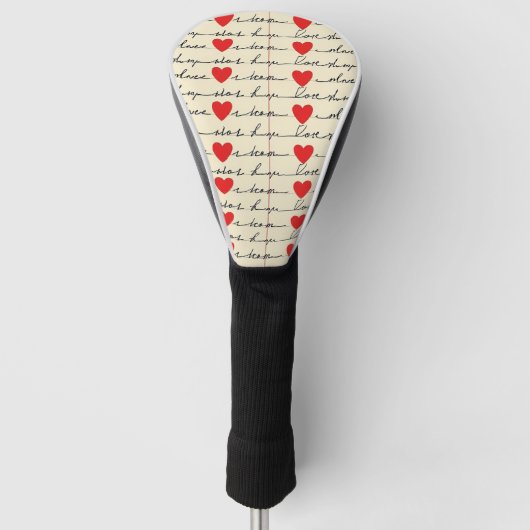 Modern Hartpatroon met Script Achtergrond (20) Golfheadcover (Voorkant)