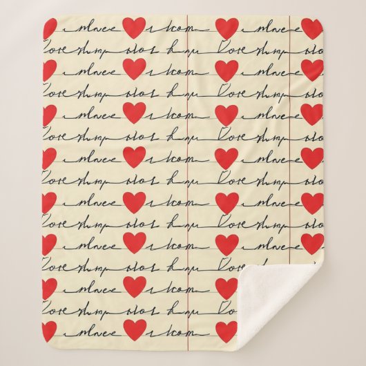 Modern Hartpatroon met Script Achtergrond (20) Sherpa Deken (Voorkant)