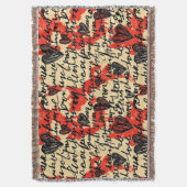 Modern Hartpatroon met Script Achtergrond (2) Deken (Voorkant Verticaal)