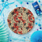 Modern Hartpatroon met Script Achtergrond (2) Papieren Bordje (Feest)