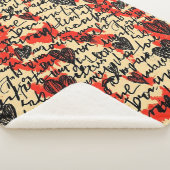 Modern Hartpatroon met Script Achtergrond (2) Sherpa Deken (3/4)