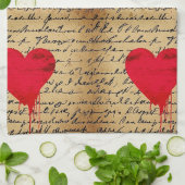 Modern Hartpatroon met Script Achtergrond (3) Theedoek (Gevouwen)