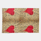 Modern Hartpatroon met Script Achtergrond (3) Theedoek (Horizontaal)