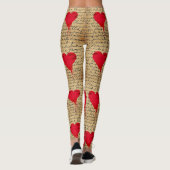 Modern Hartpatroon met Script Achtergrond (4) Leggings (Achterkant)