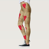 Modern Hartpatroon met Script Achtergrond (4) Leggings (Links)