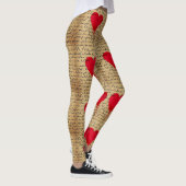 Modern Hartpatroon met Script Achtergrond (4) Leggings (Rechts)