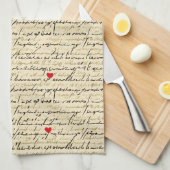 Modern Hartpatroon met Script Achtergrond (4) Theedoek (Quarter Fold)