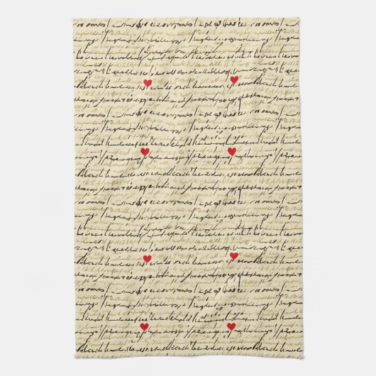 Modern Hartpatroon met Script Achtergrond (4) Theedoek (Verticaal)