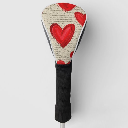 Modern Hartpatroon met Script Achtergrond (5) Golfheadcover (Voorkant)
