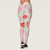 Modern hartpatroon met script achtergrond (5) leggings (Achterkant)