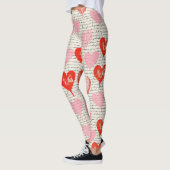Modern hartpatroon met script achtergrond (5) leggings (Links)