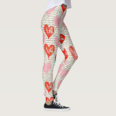 Modern hartpatroon met script achtergrond (5) leggings (Rechts)