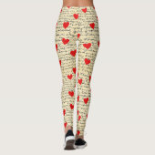 Modern Hartpatroon met Script Achtergrond (6) Leggings (Achterkant)