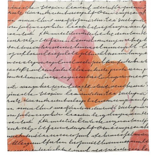 Modern Hartpatroon met Script Achtergrond (8) Douchegordijn (Voorkant)