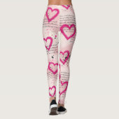 Modern Hartpatroon met Script Achtergrond (8) Leggings (Achterkant)