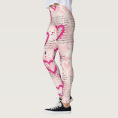 Modern Hartpatroon met Script Achtergrond (8) Leggings (Links)