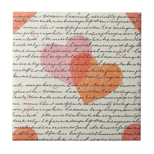 Modern Hartpatroon met Script Achtergrond (8) Tegeltje (Voorkant)