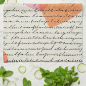 Modern Hartpatroon met Script Achtergrond (8) Theedoek (Gevouwen)