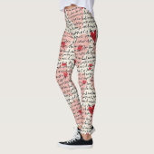 Modern Hartpatroon met Script Achtergrond (9) Leggings (Links)