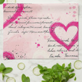 Modern Hartpatroon met Script Achtergrond (9) Theedoek (Gevouwen)