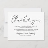 Modern hartscript begrafenis bedankt Opmerking (Voorkant)