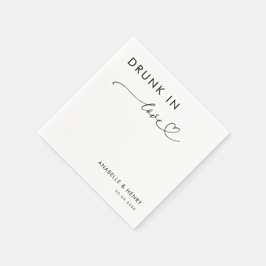 Modern hartscript Drink in Love Elegant Wedding Servet (Hoek)