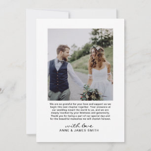 Modern hartscript fotocollage bewerkbare bericht bedankkaart