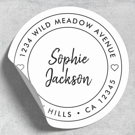 Modern hartscript | Het Adres van de Terugkeer van Ronde Sticker