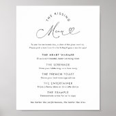 Modern hartscript Het zoenmenu Trouwbord Poster (Voorkant)
