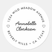 Modern hartscript| Minimaal retouradres Ronde Sticker (Voorkant)